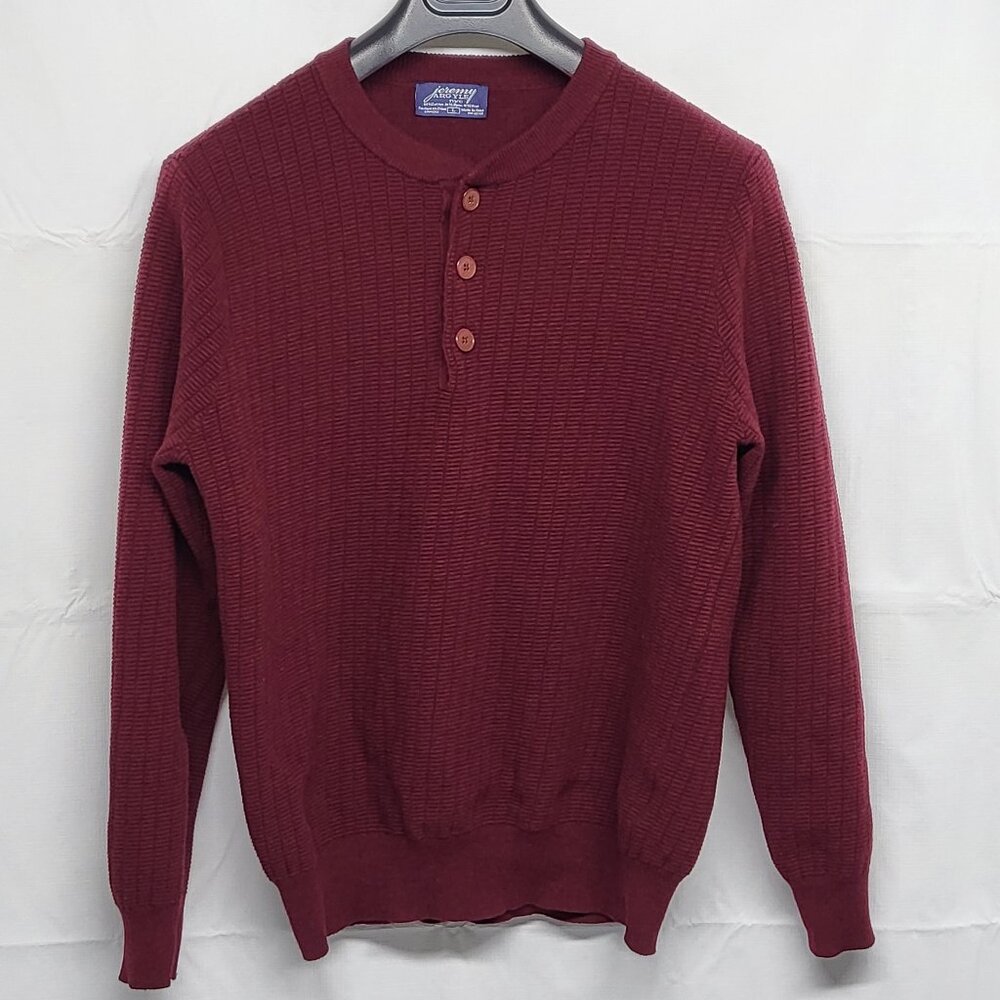 Jeremy Argyle NYC Mens Sweater Henley Size Large Wool Blend Long Sleeve Burgandy